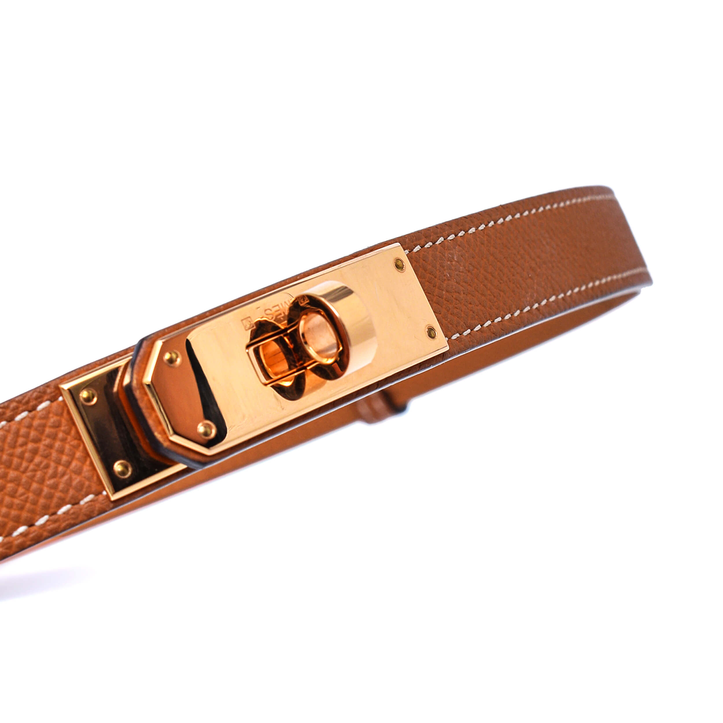 Hermes - Gold Epsom Leather GHW Kelly Belt 